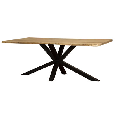 table_acacia_tronc_arbre_pied_central_metal