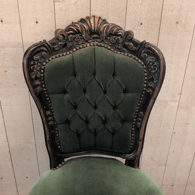 chaise_velours_vert_bois_noir